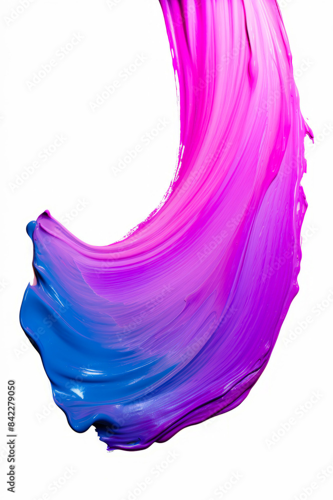 Wall mural Purple and blue liquid painting on white background with white background.