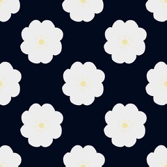 Seamless white flower pattern with dark background 