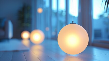 Modern spherical pendant lamp with soft ambient lighting