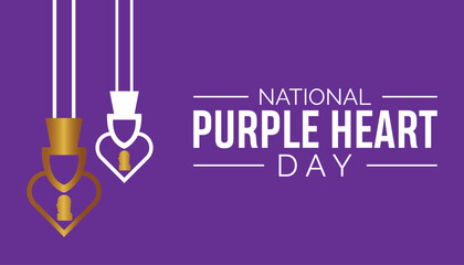 National Purple heart day is observed every year on August.banner design template Vector illustration background design.