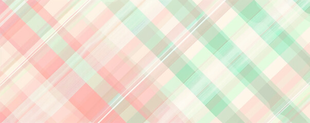 Seamless plaid check pattern geometric background in light pink and mint green