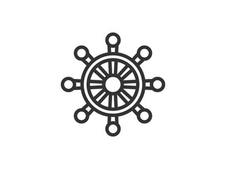 舵輪のアイコン（線画）のイラスト