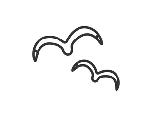 Obraz premium 飛んでいる、カモメのアイコン（線画）のイラスト