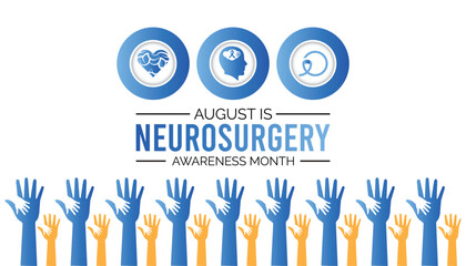 Neurosurgery awareness month is observed every year on August.banner design template Vector illustration background design.