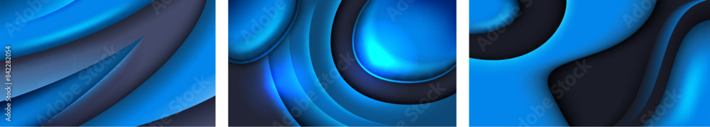 Poster modern blue overlap layer design dark background