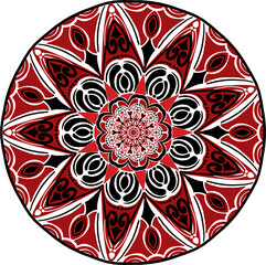 Abstract Circular Design Red White and Black