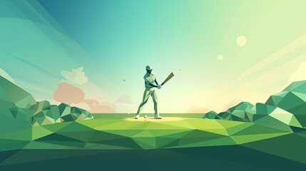 cricket batsman with bat on colorful background vector illustration