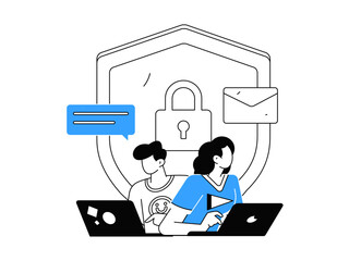 Business network security character flat vector concept operation hand drawn illustration 