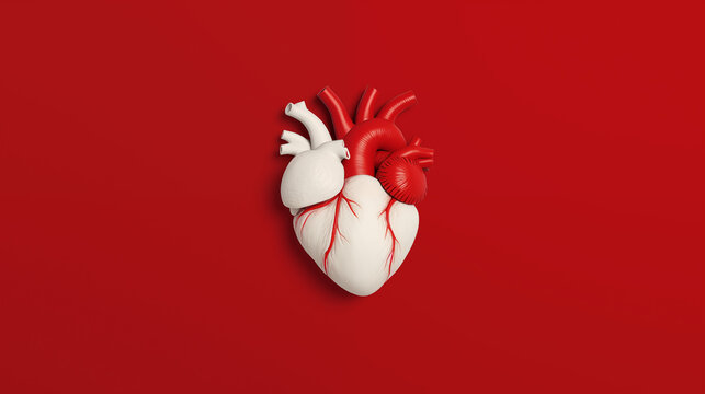 real heart vector illustration on red background