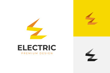 initial letter E electric logo icon design with thunderbolt graphic idea design concept. vector illustration