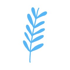 右向きの水色の植物のイラスト