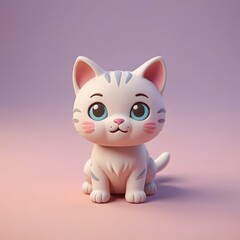 Fototapeta premium a close up of a white cat sitting on a pink surface