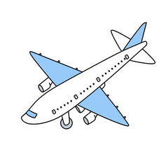 A cartoon airplane with blue and white colors