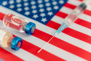 Pharmacology and Medicine USA concept. vaccine against coronavirus covid. national pharmacological...