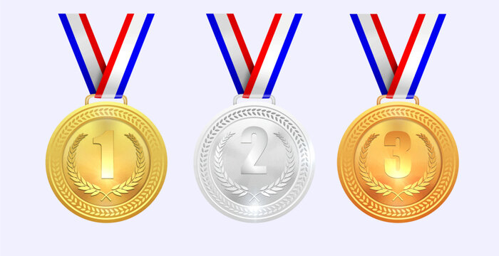 Vector set of medals. Gold medal, silver medal, bronze medal. realistic medal icon