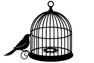 bird cage vector silhouette illustration