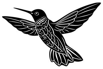 Hand drawn hummingbird vector silhouette illustration