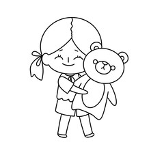 A girl is holding a teddy bear