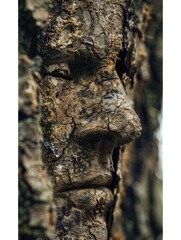 Fototapeta premium Tree trunk with carved face