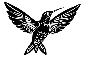 Hand drawn hummingbird vector silhouette illustration