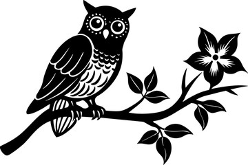 cute owl bird vector silhouette illustration