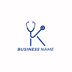design logo creative letter K and stethoscope