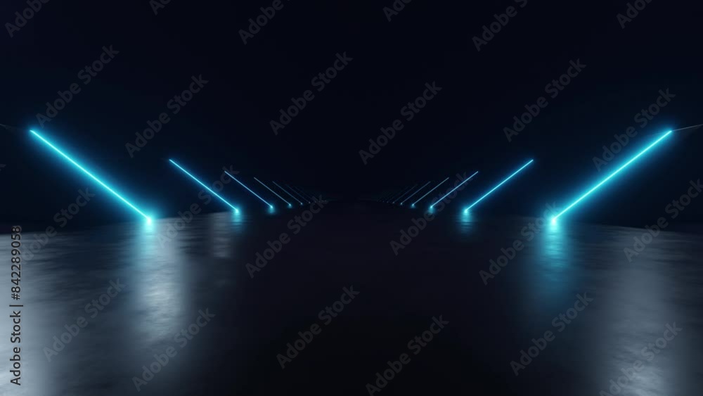 Leinwandbilder abstract of dark sci-fi tunnel, futuristic spaceship corridor. loop animation.