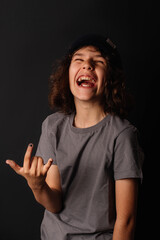 teenage boy with black nails