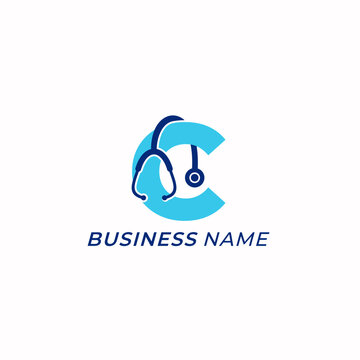 logo design combine stethoscope and letter C