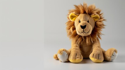cute funny stuffed lion on a white background : Generative AI