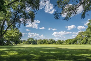 Grass And Trees on a Picturesque Green Glade in the City Park