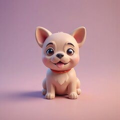 a small white dog sitting on top of a pink surface