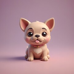 a small white dog sitting on top of a pink surface