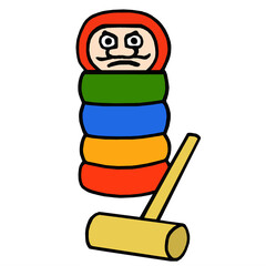 ダルマ落とし　イラスト