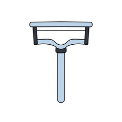 A blue and white object with a black handle