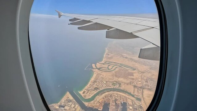 Superjumbo Jet Airplane taking off from Dubai International Airport	
