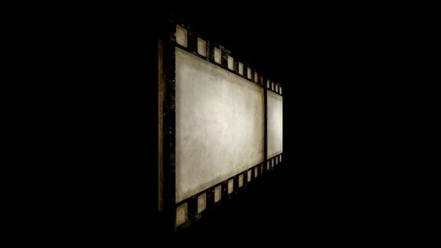Vintage VHS negative film strip seamless loop. Old reel overlay with dirt, defects, noise, scratches, camera roll burns, grain and dust. Set TV tape glitch effect looping