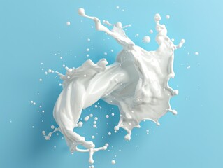 Fototapeta premium Milk droplet on blue surface