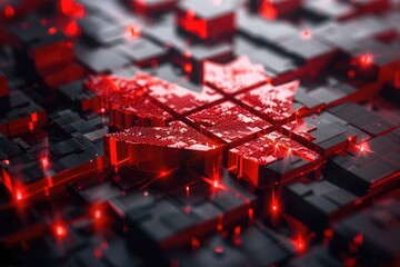 Obraz premium Computer Keyboard Red Lights