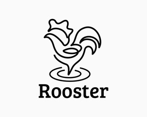 mono line rooster farm logo design template illustration inspiration