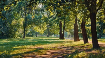 Naklejka premium Sunny Day in a Green Park