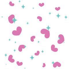 Background decorated with hearts and sparkling stars. Cute decorative background.