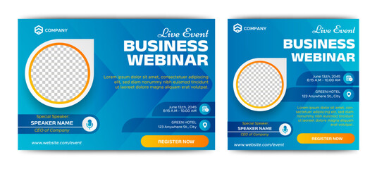 Business Webinar banner invitation template design. vector