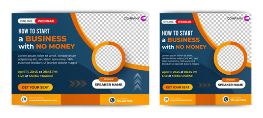 Online webinar conference banner template. web and social media layout. vector	