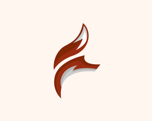 F letter initial fox style logo design template illustration