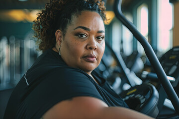 Curvy woman working out at gym, inspiring active lifestyle