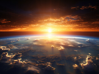 Planet Earth with a spectacular sunset