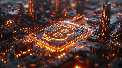 3d bitcoin technology digital background