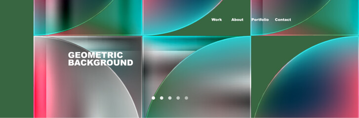 Round triangles and squares web site page template. Vector Illustration For Wallpaper, Banner, Background, Card, Book Illustration, landing page