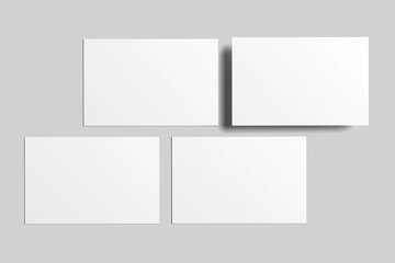 Blank four Business Card 85mm x 55mm Mockup Top View